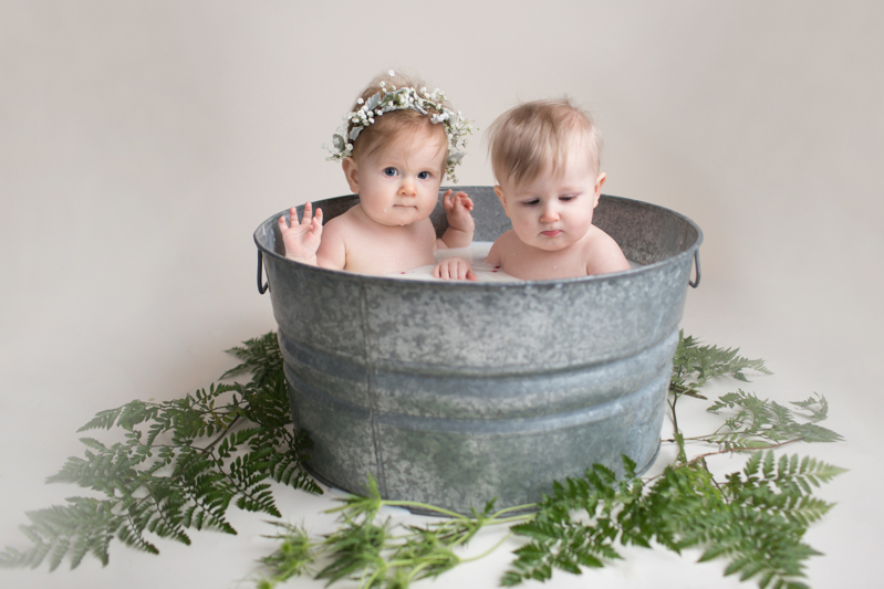 Jane & Ellis Sitter Session | Milk Bath Twin Baby Shoot