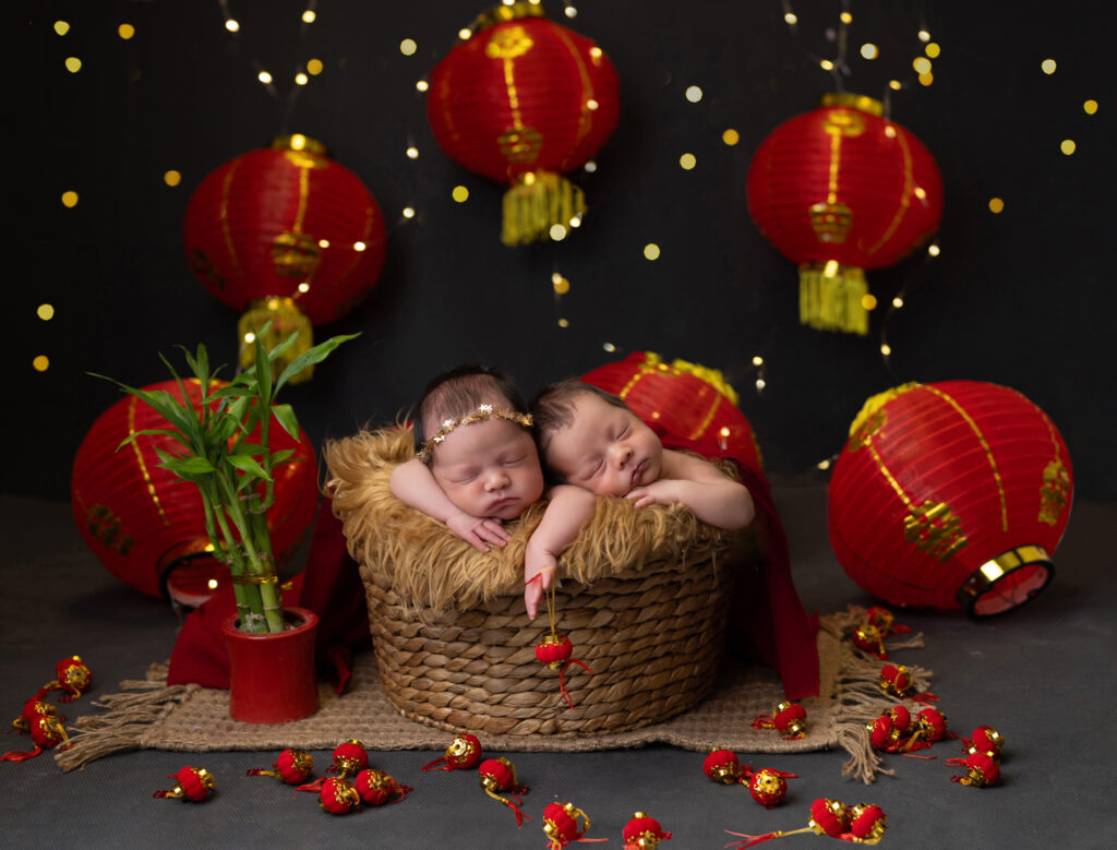 best dallas newborn photographer, dallas newborn twins, chinese new year